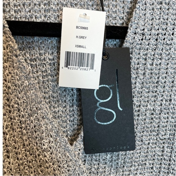 Gibson Look V-Neck Crossover Faux Wrap Surplice Top Marled Knit Grey XS NWT NEW - Picture 3 of 6